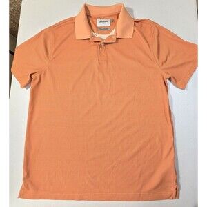 Goodfellow & Co Mens Pullover Collared Shirt Short Sleeve Striped Orange Size L